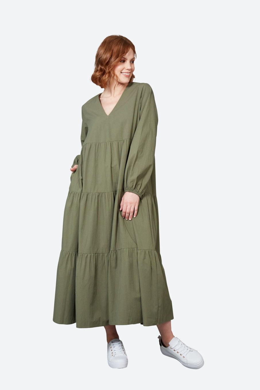 Clothing eb&ive Maxi Dresses | Studio Tiered Maxi - Khaki