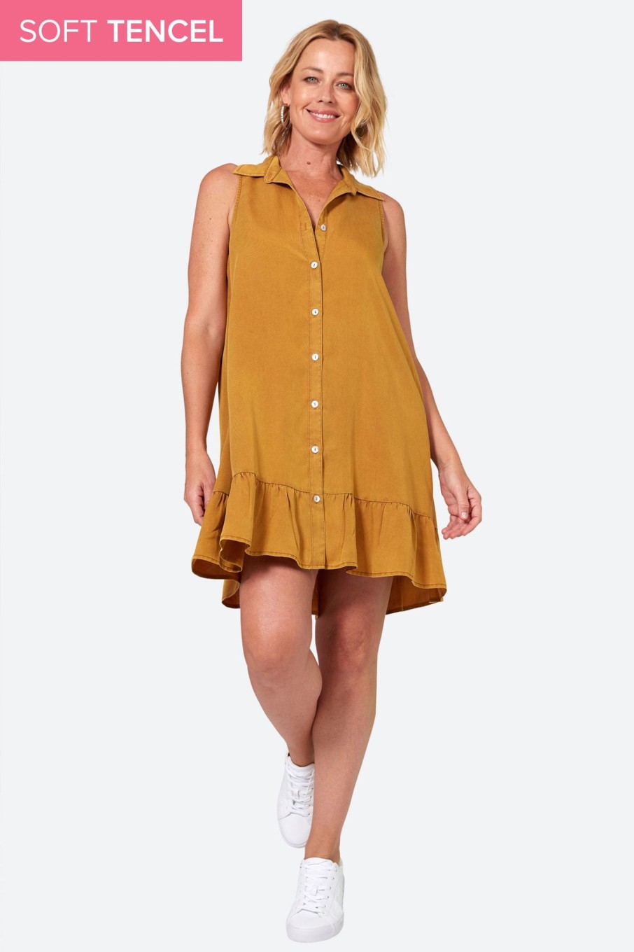 Clothing eb&ive Mid-Length Dresses | Elan Sleeveless Dress - Honey