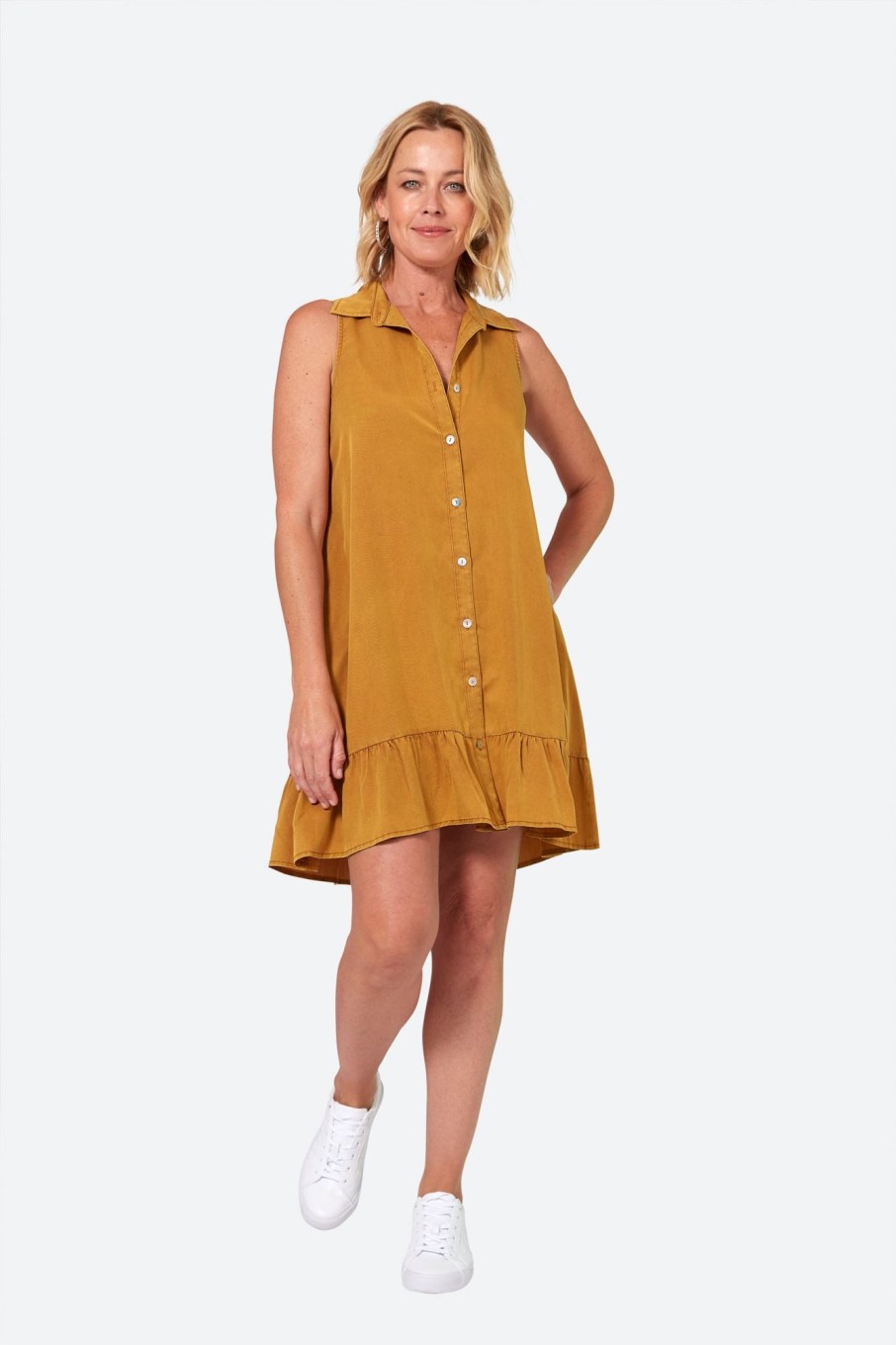 Clothing eb&ive Mid-Length Dresses | Elan Sleeveless Dress - Honey