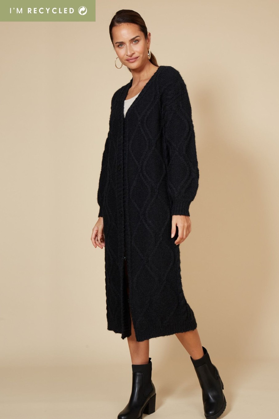 Clothing eb&ive Cardigans | Howie Cable Cardigan - Ebony