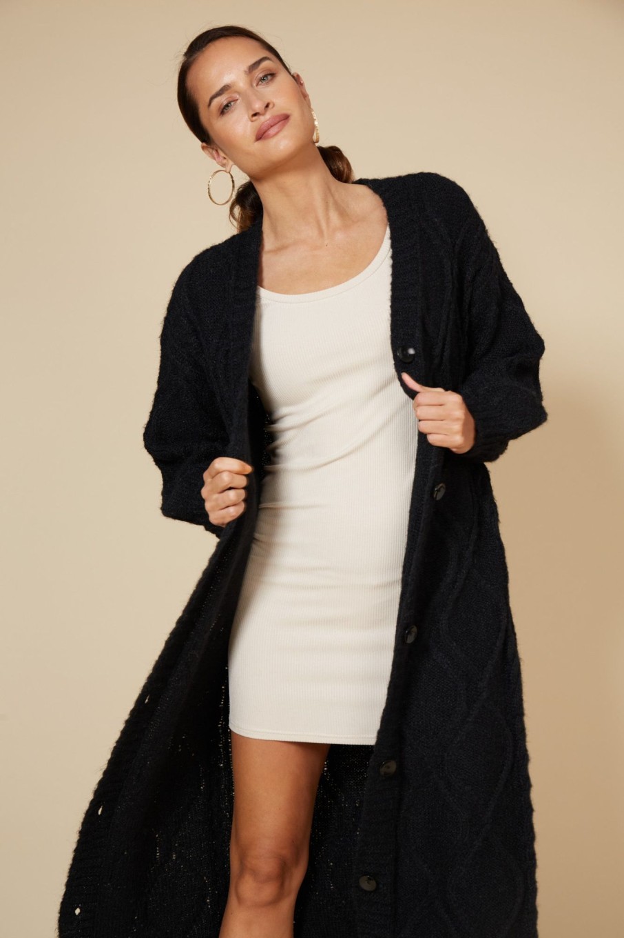 Clothing eb&ive Cardigans | Howie Cable Cardigan - Ebony