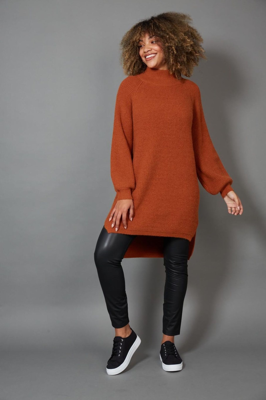 Clothing eb&ive Short Dresses | Kit Knit Top/Dress - Cinnamon