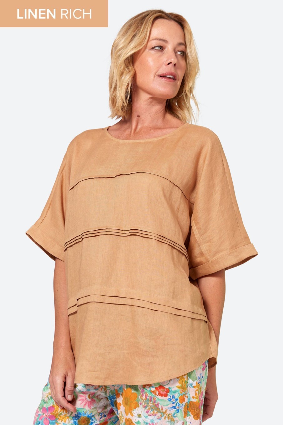 Clothing eb&ive Blouses | La Vie Pintuck Top - Caramel