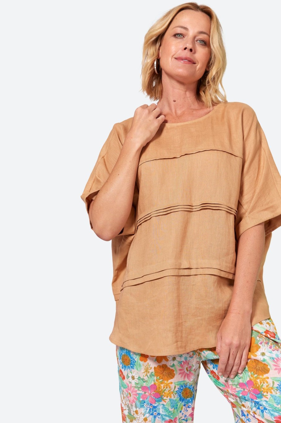 Clothing eb&ive Blouses | La Vie Pintuck Top - Caramel