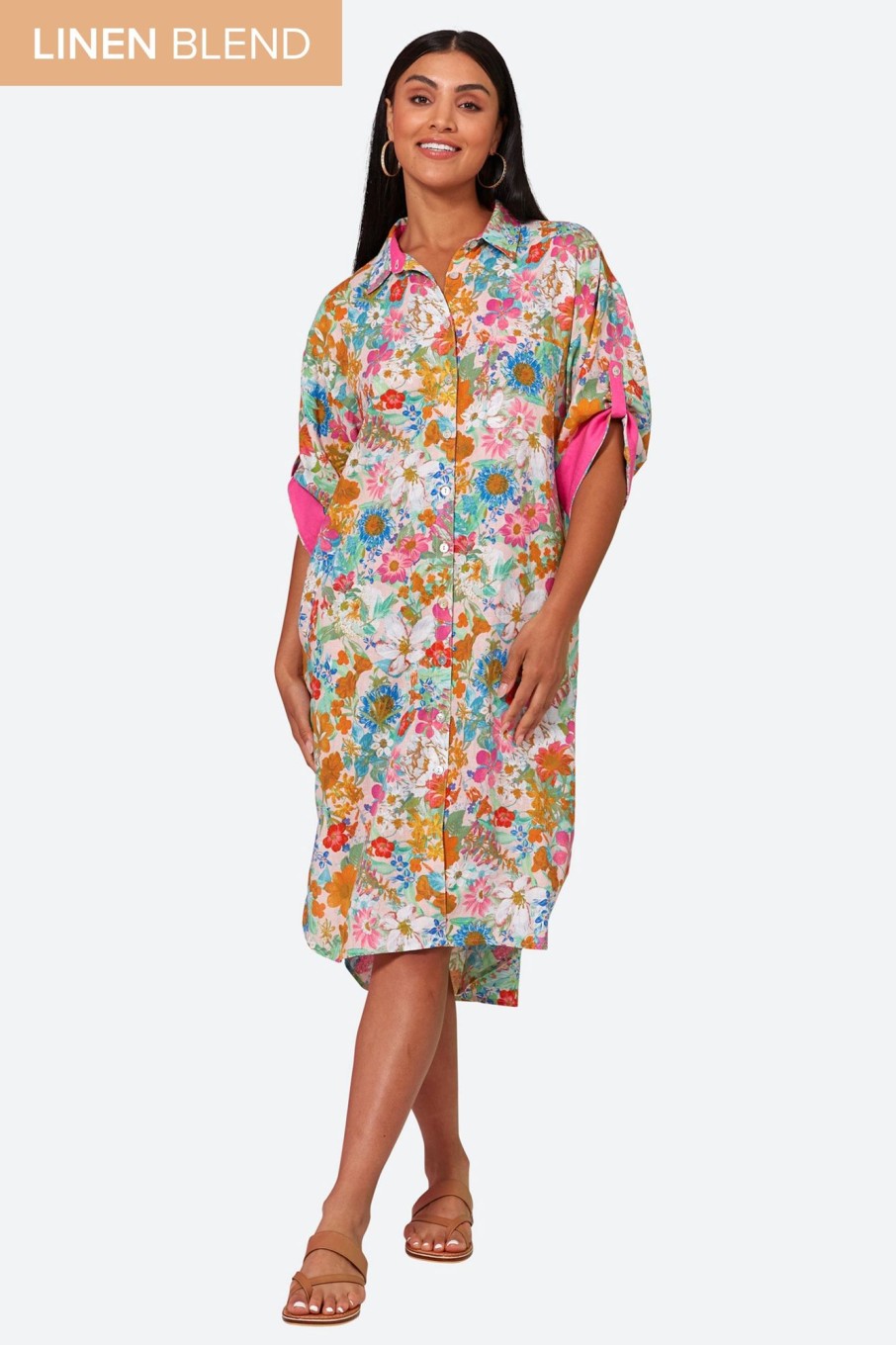 Clothing eb&ive Shirts | Verve Shirt Dress - Pink Flourish