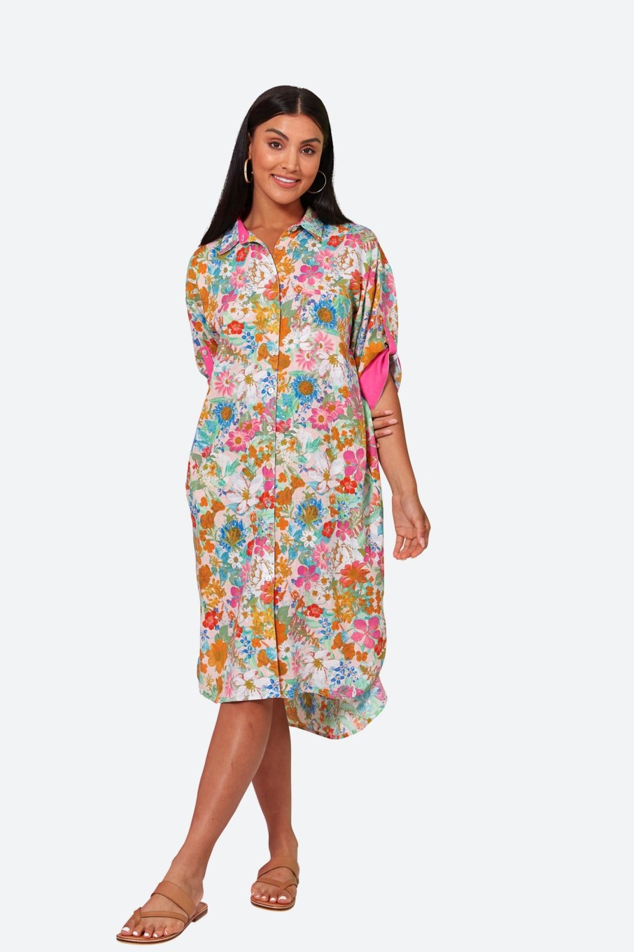 Clothing eb&ive Shirts | Verve Shirt Dress - Pink Flourish