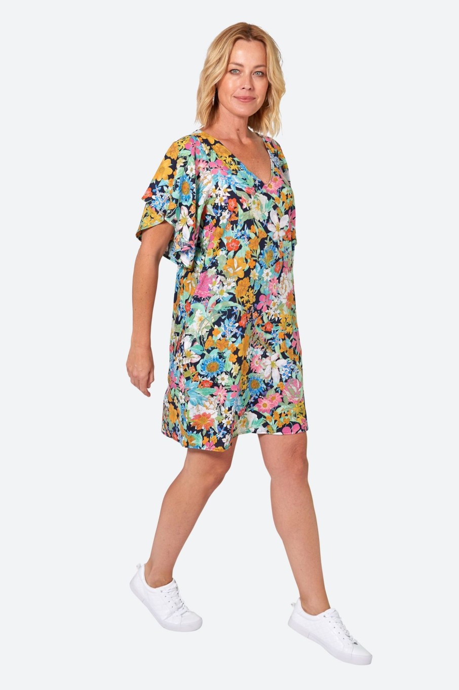 Clothing eb&ive Short Dresses | Verve Dress - Navy Flourish