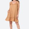 Clothing eb&ive Mid-Length Dresses | La Vie Tie Dress - Caramel