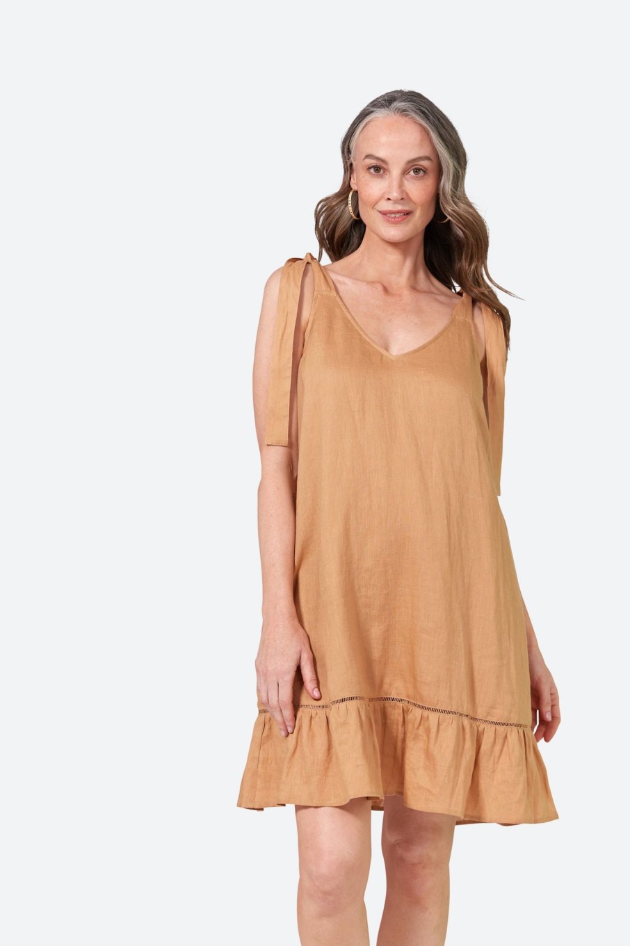 Clothing eb&ive Mid-Length Dresses | La Vie Tie Dress - Caramel