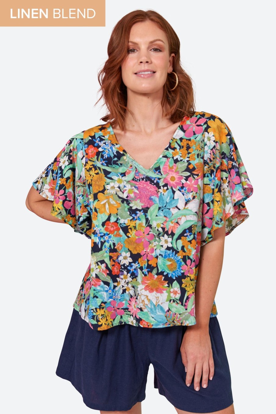 Clothing eb&ive Blouses | Verve Top - Navy Flourish