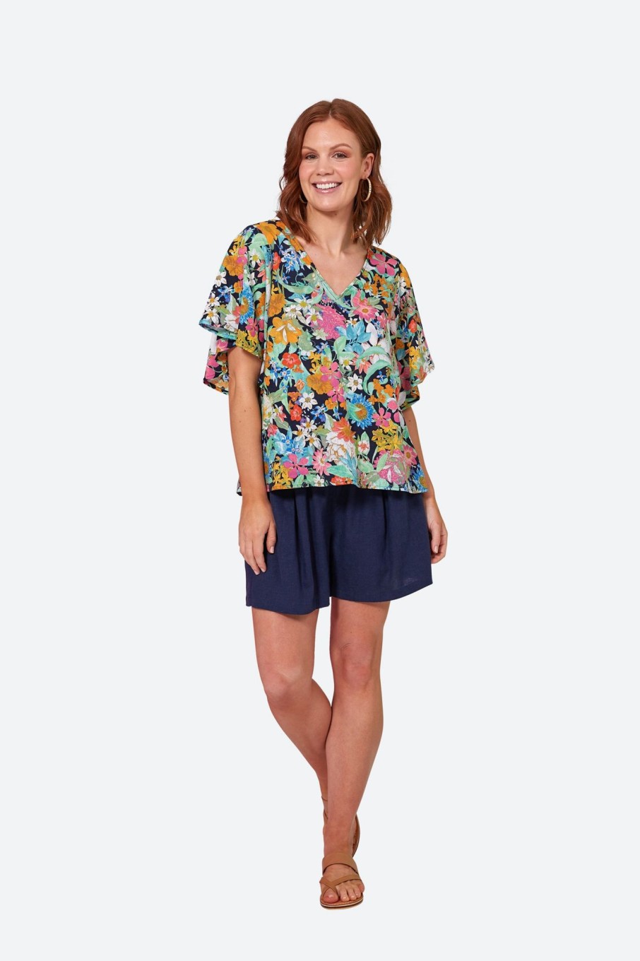 Clothing eb&ive Blouses | Verve Top - Navy Flourish