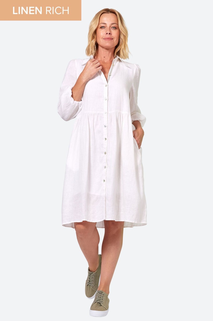 Clothing eb&ive Short Dresses | Studio Midi Shirt Dress - Salt