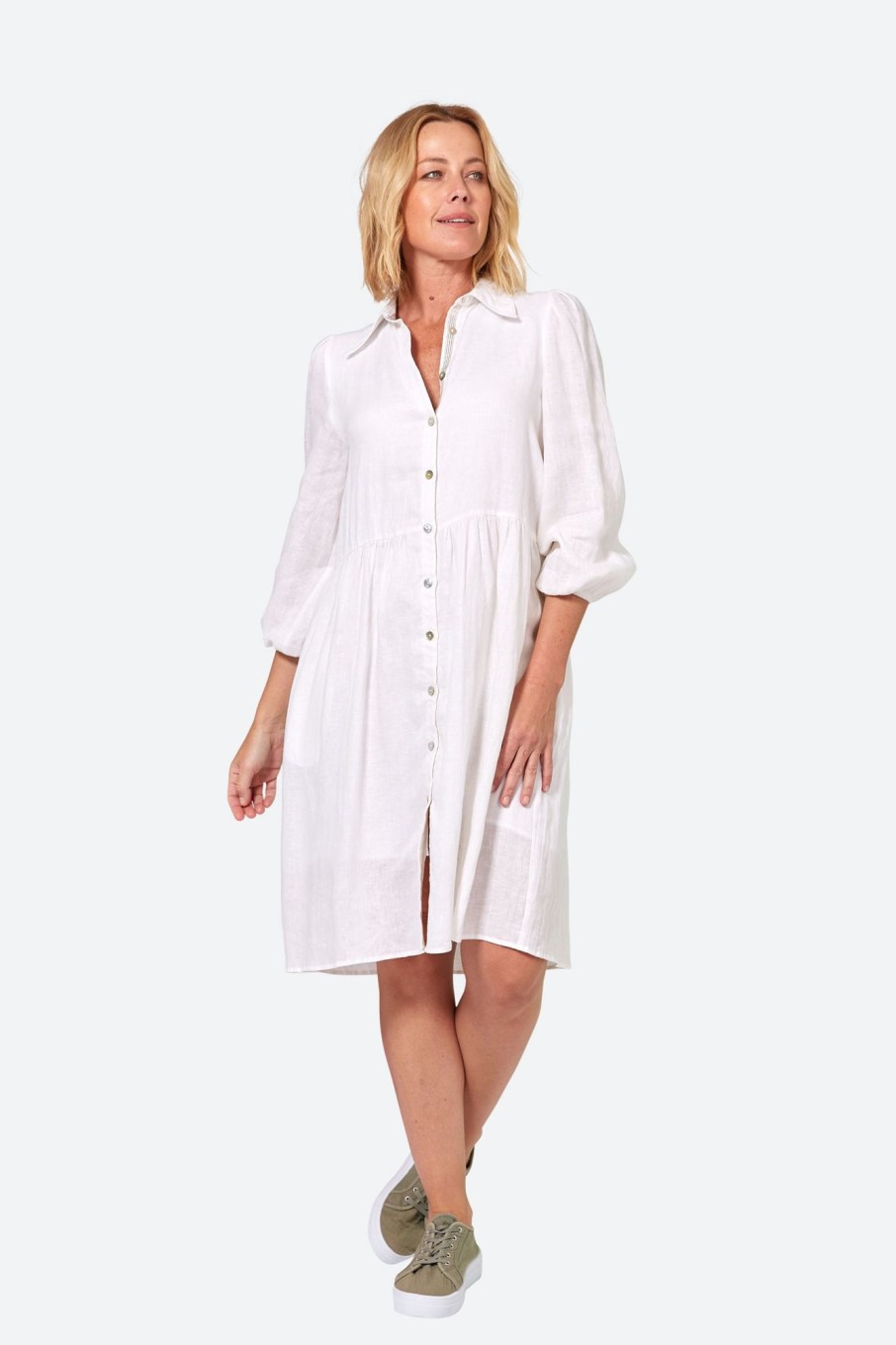 Clothing eb&ive Short Dresses | Studio Midi Shirt Dress - Salt