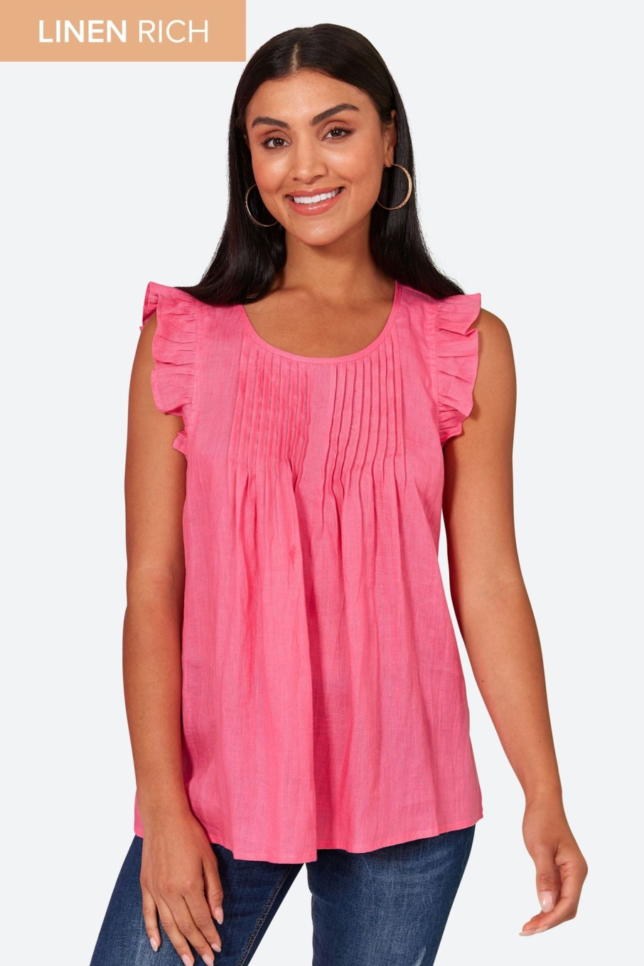 Clothing eb&ive Tanks | La Vie Frill Top - Candy