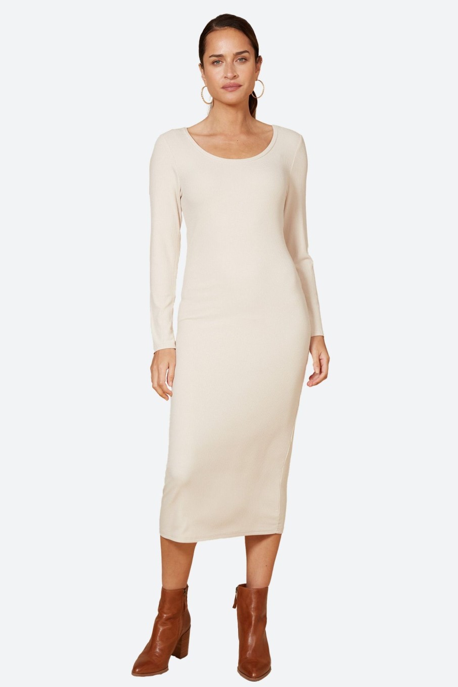 Clothing eb&ive Mid-Length Dresses | Studio Jersey Maxi - Tusk