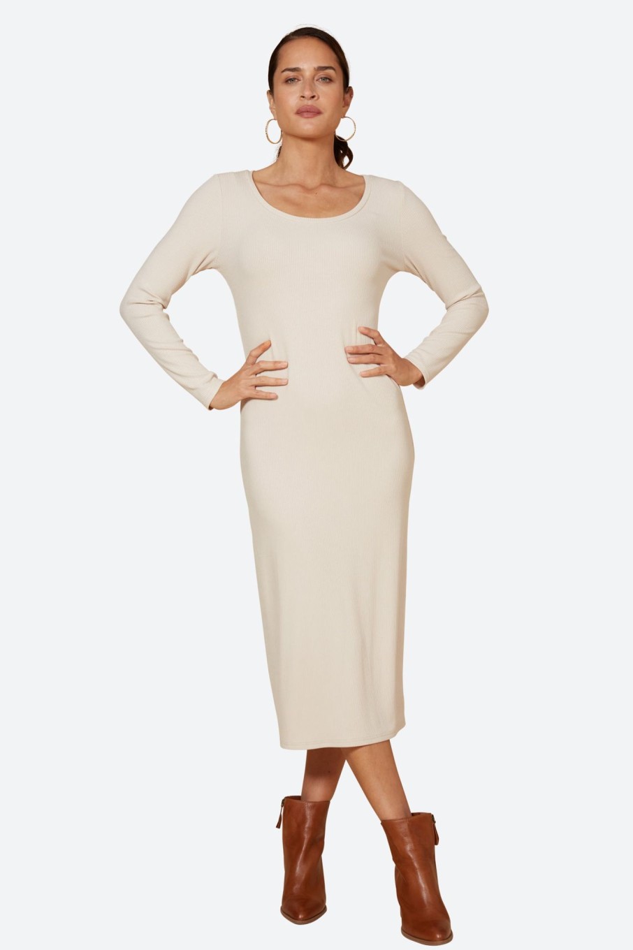 Clothing eb&ive Mid-Length Dresses | Studio Jersey Maxi - Tusk