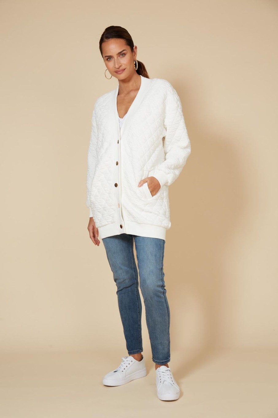 Clothing eb&ive Cardigans | La Vida Relaxed Cardigan - Blanc