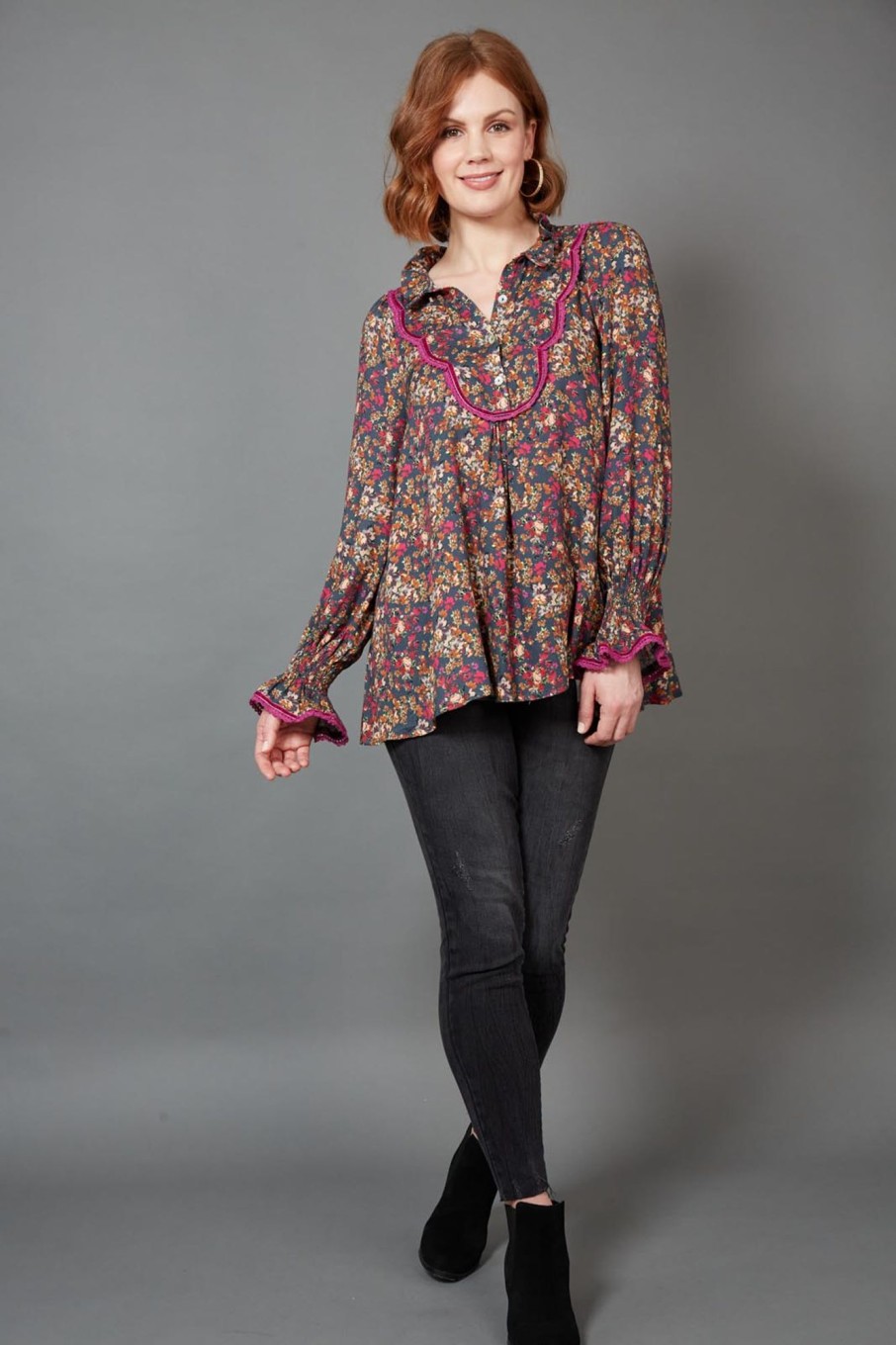 Clothing eb&ive Blouses | Milli Smock Blouse - Black Ditsy