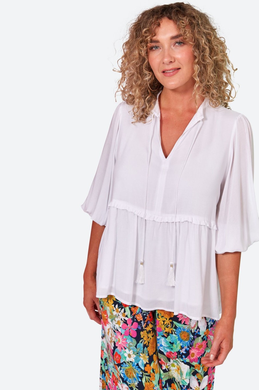 Clothing eb&ive Blouses | Esprit Frill Top - Blanc