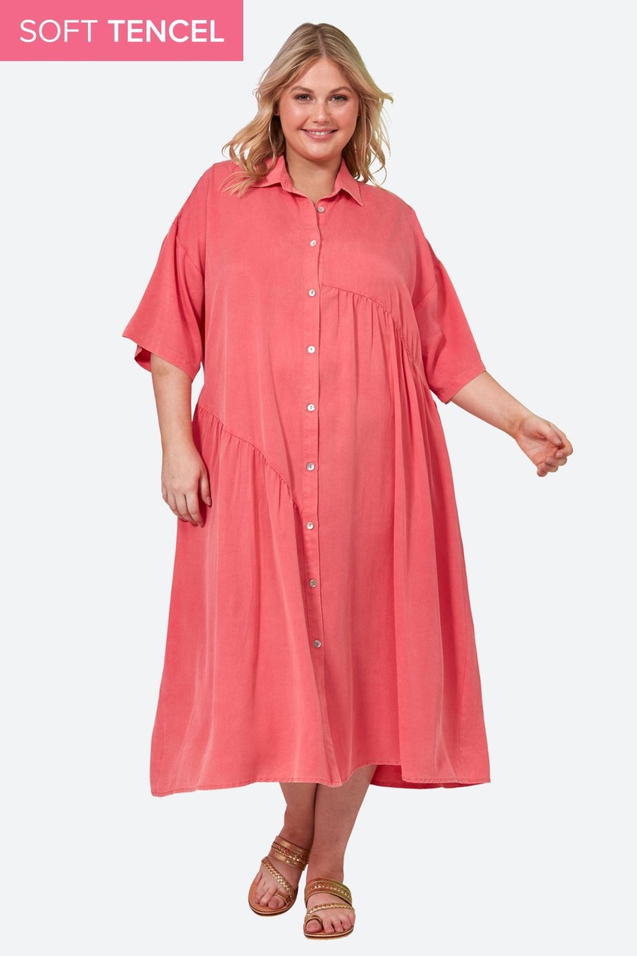 Clothing eb&ive Shirts | Elan Shirt Dress - Lychee