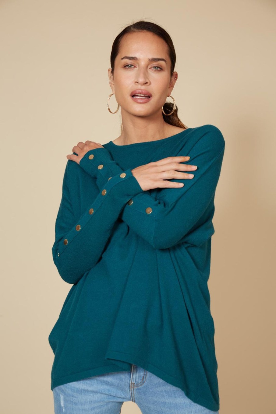 Clothing eb&ive Jumpers | Kit Button Knit - Teal