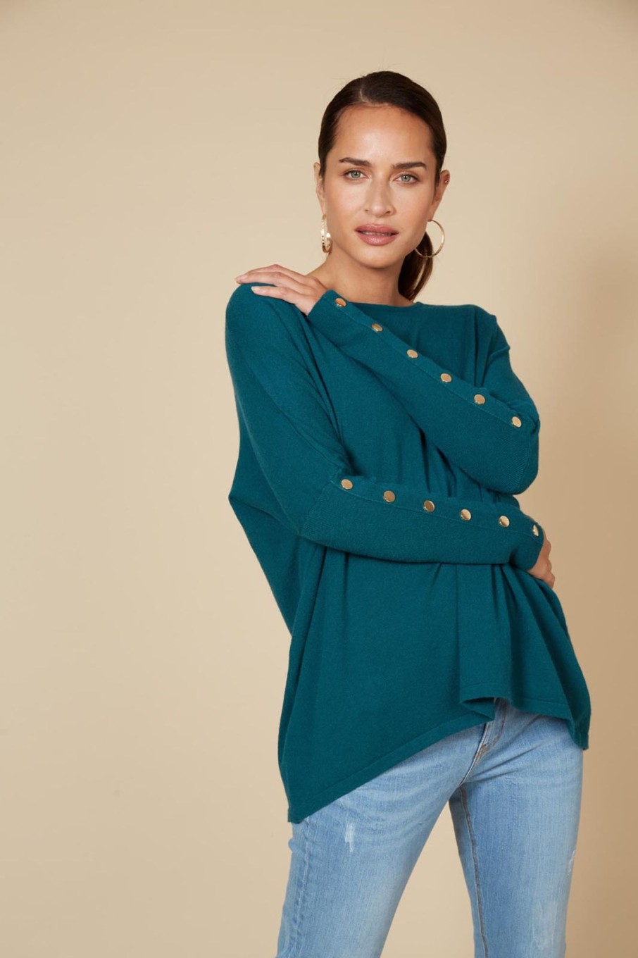 Clothing eb&ive Jumpers | Kit Button Knit - Teal