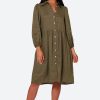 Clothing eb&ive Short Dresses | Studio Midi Shirt Dress - Khaki