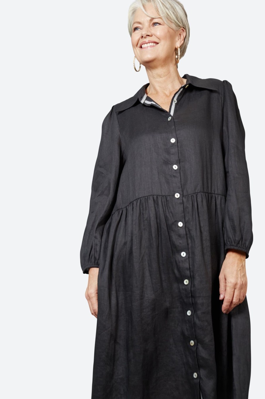 Clothing eb&ive Short Dresses | Studio Midi Shirt Dress - Ebony