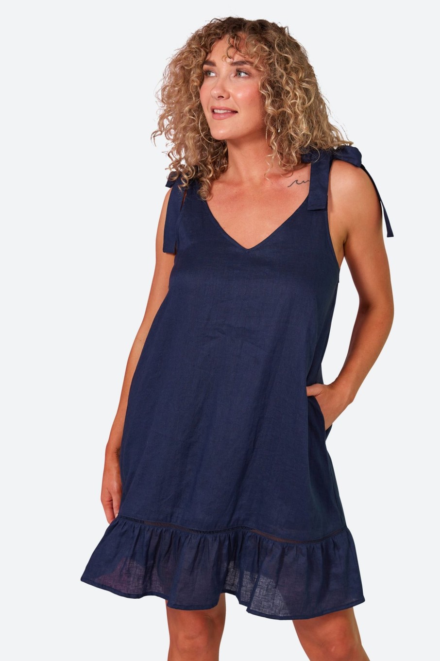 Clothing eb&ive Mid-Length Dresses | La Vie Tie Dress - Sapphire