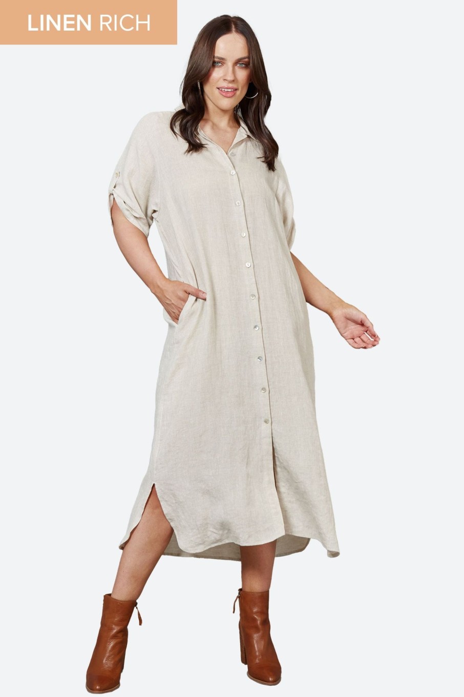 Clothing eb&ive Shirts | Studio Shirt Dress - Tusk