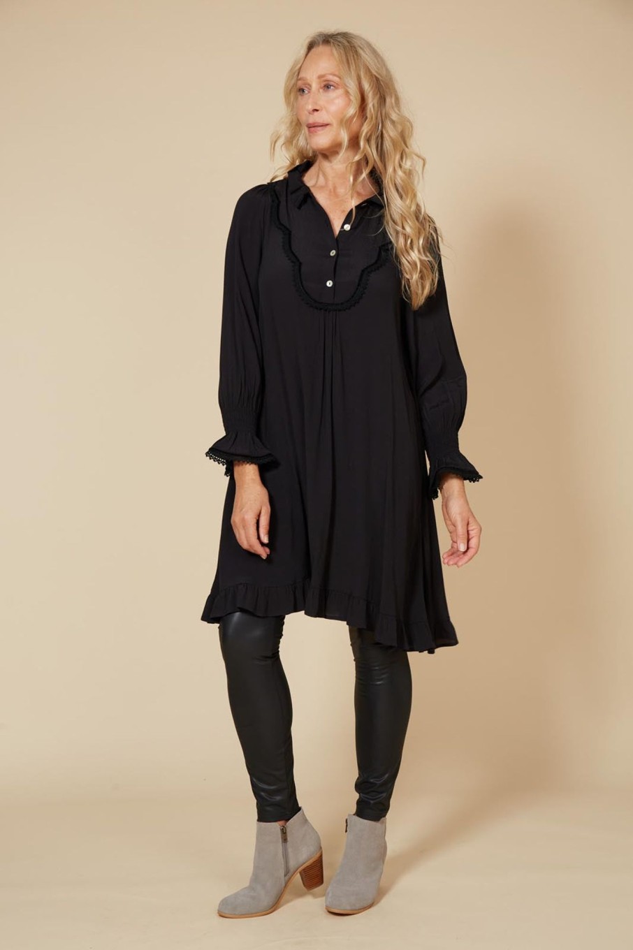 Clothing eb&ive Short Dresses | Milli Smock Dress - Ebony