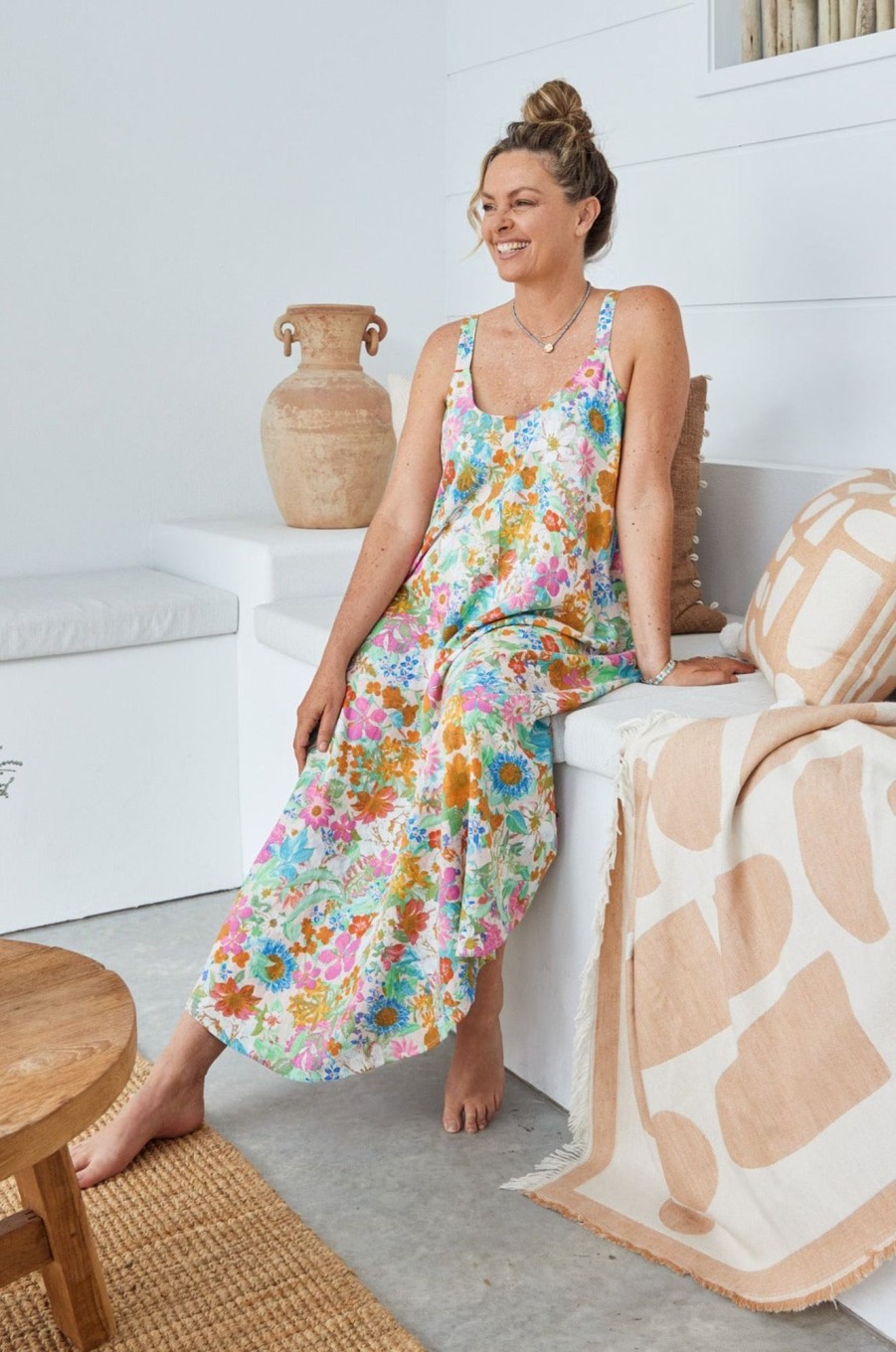 Clothing eb&ive Maxi Dresses | Verve Tank Maxi - Pink Flourish