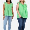 Clothing eb&ive Tanks | La Vie Frill Top - Kiwi