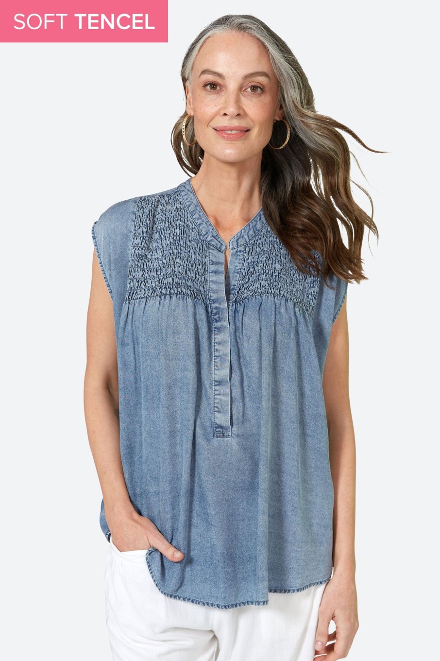 Clothing eb&ive Tanks | Elan Top - Denim