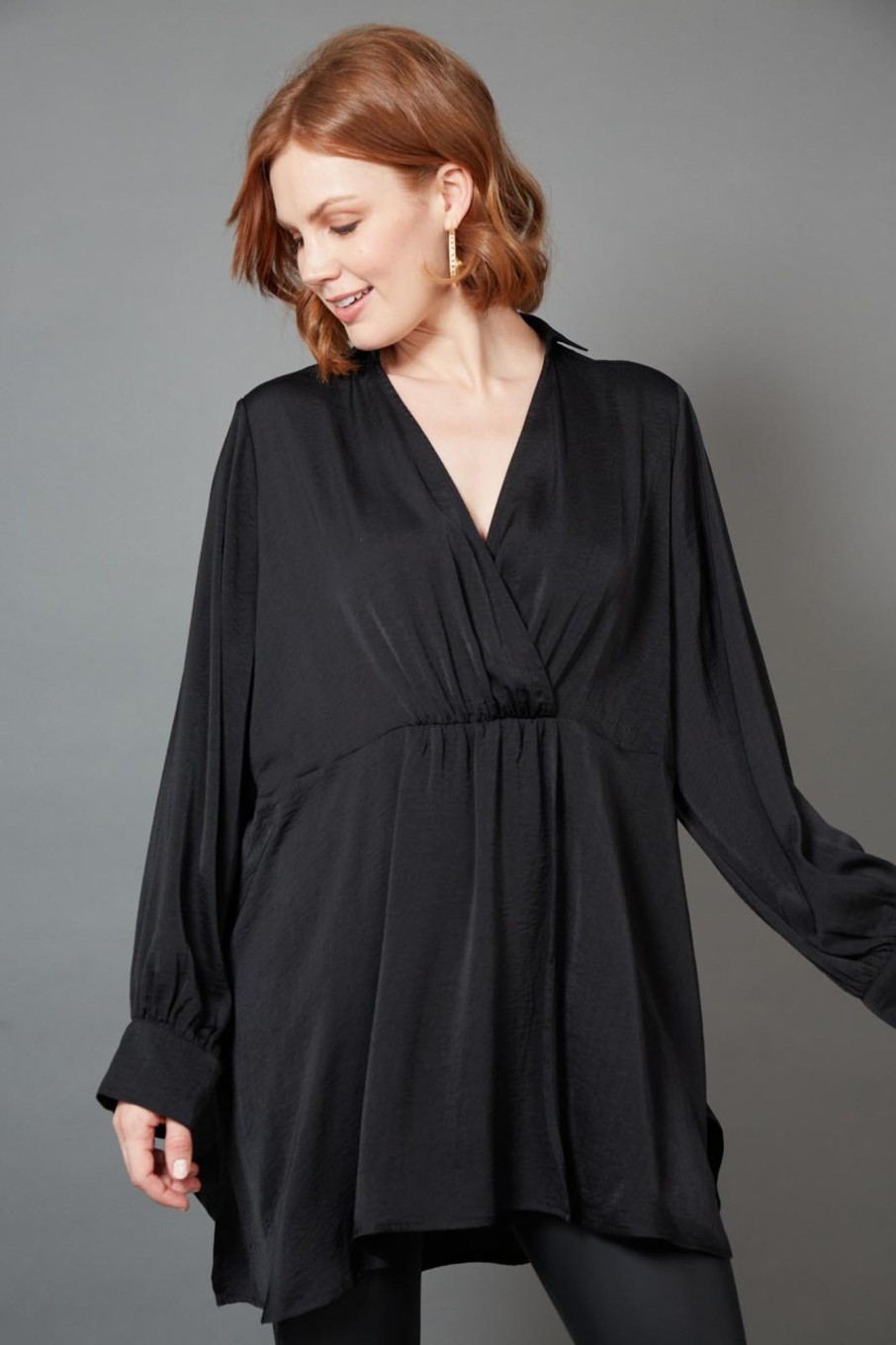 Clothing eb&ive Blouses | Winona Pleat Blouse - Ebony