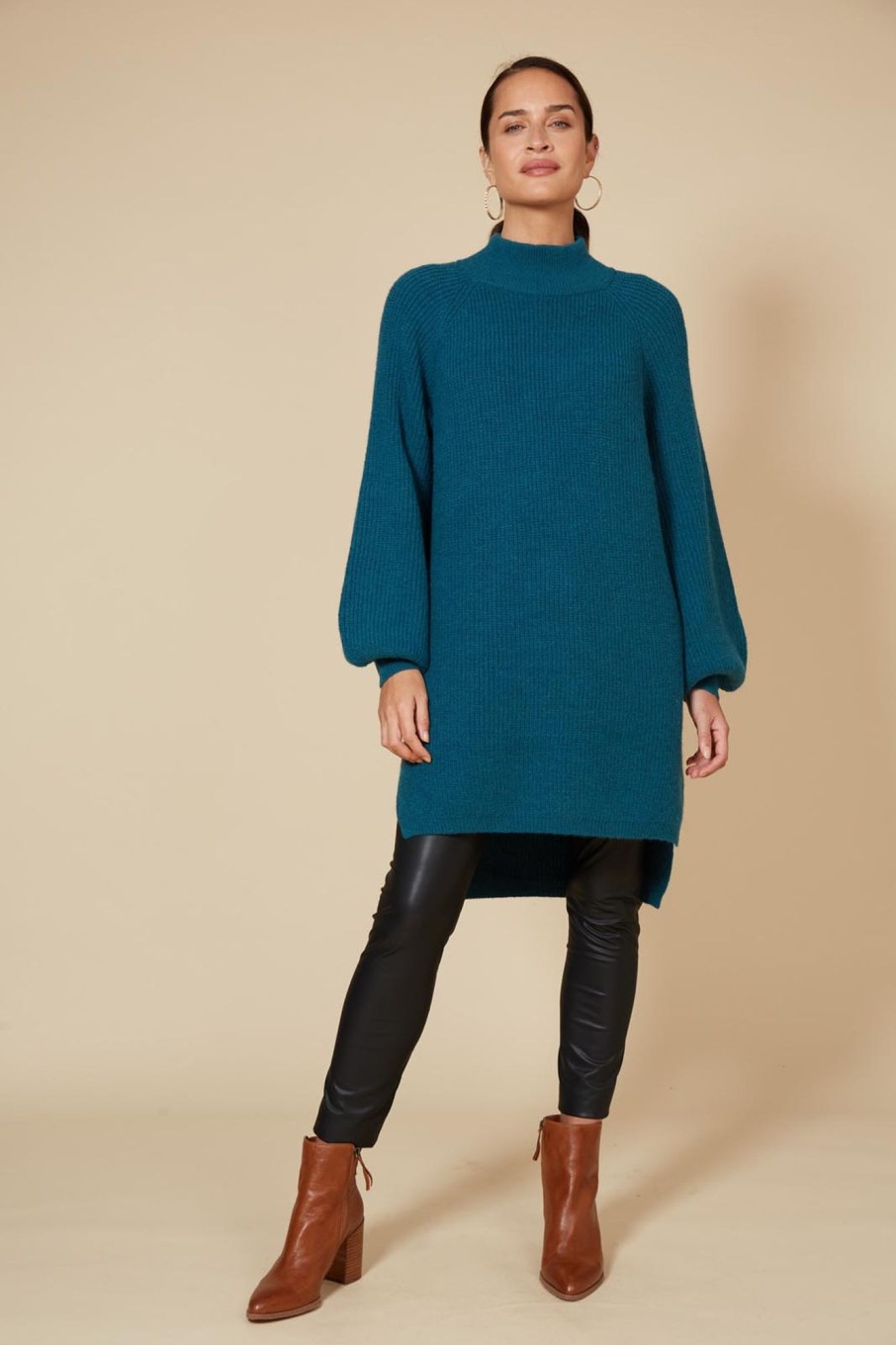 Clothing eb&ive Short Dresses | Kit Knit Top/Dress - Teal