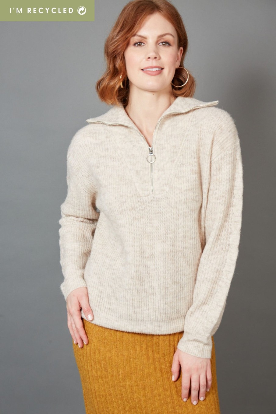 Clothing eb&ive Jumpers | Kinsella Zip Jumper - Tusk