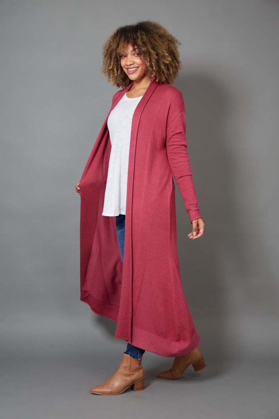 Clothing eb&ive Cardigans | Cleo Longline Cardigan - Mulberry