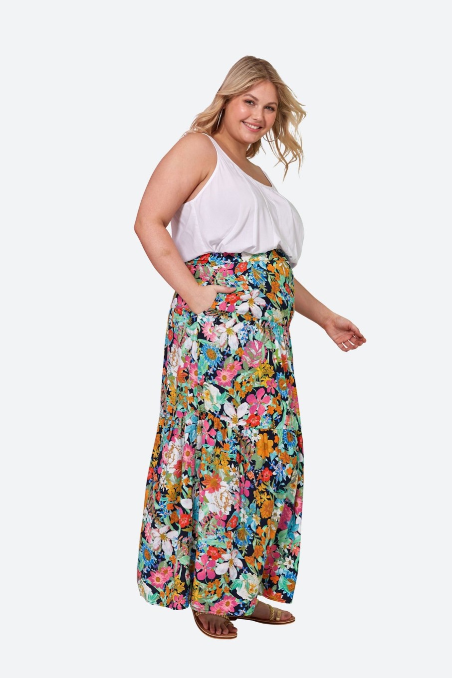 Clothing eb&ive Skirts | Esprit Maxi Skirt - Navy Flourish