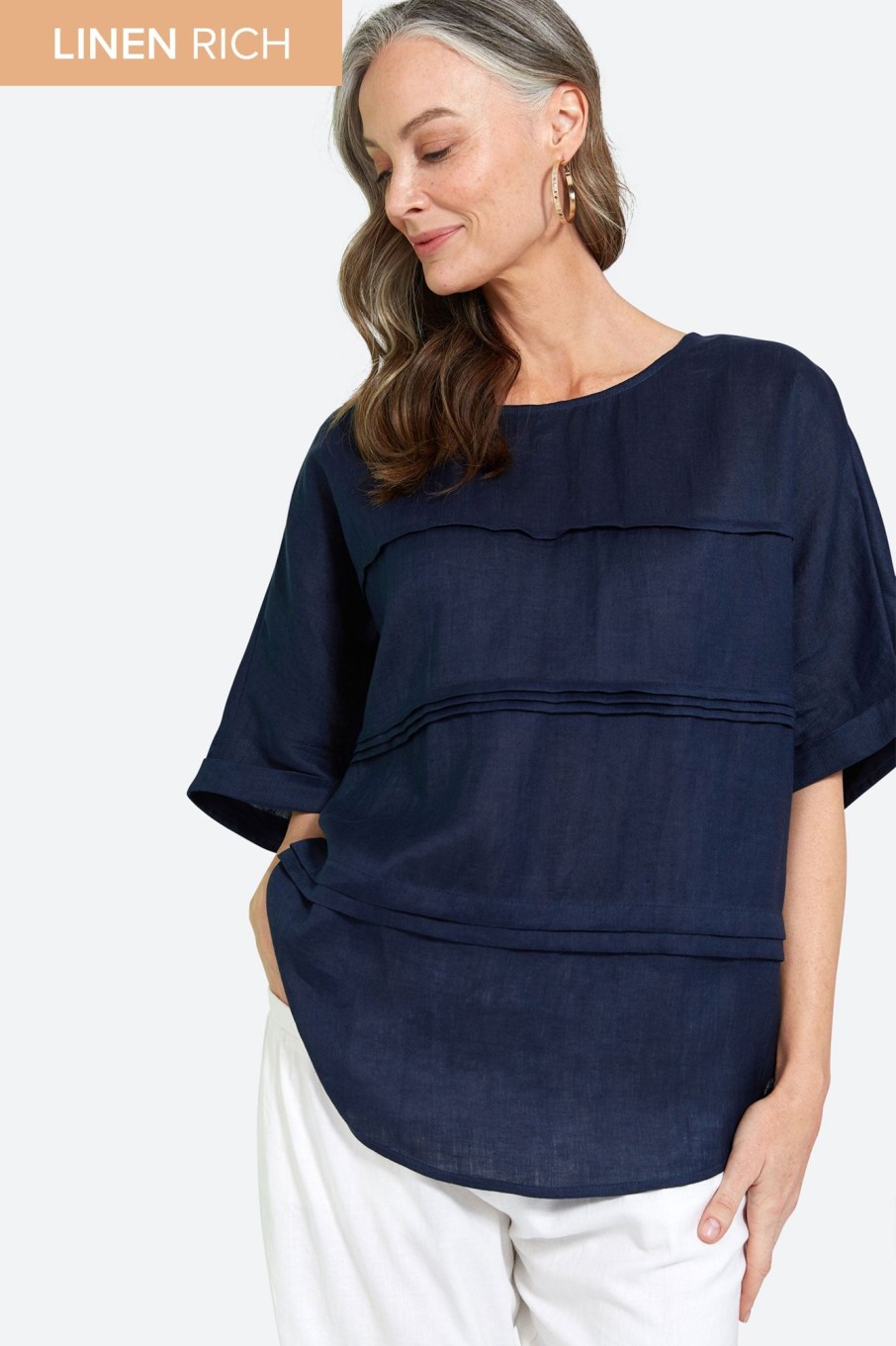 Clothing eb&ive Blouses | La Vie Pintuck Top - Sapphire