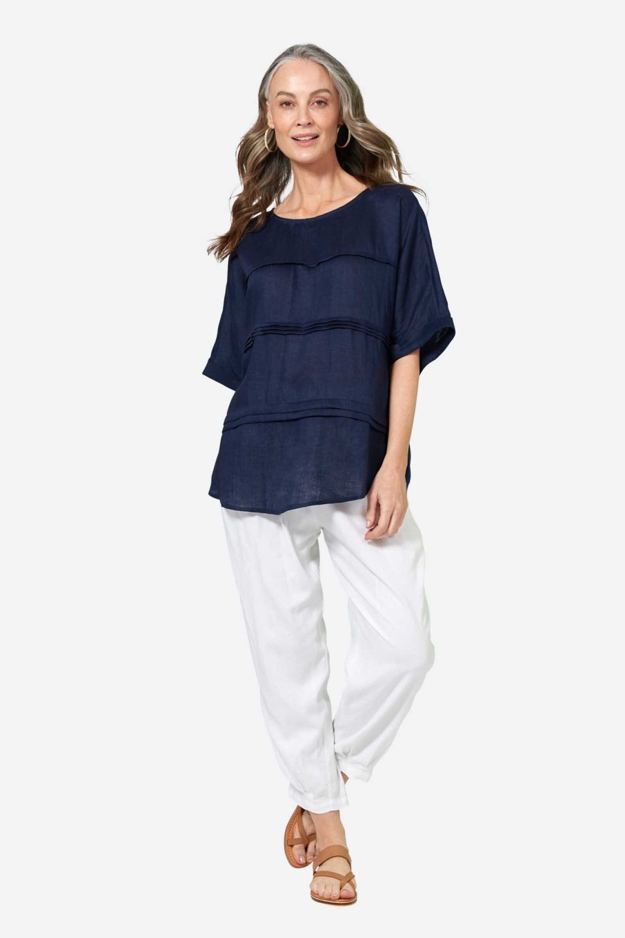 Clothing eb&ive Blouses | La Vie Pintuck Top - Sapphire