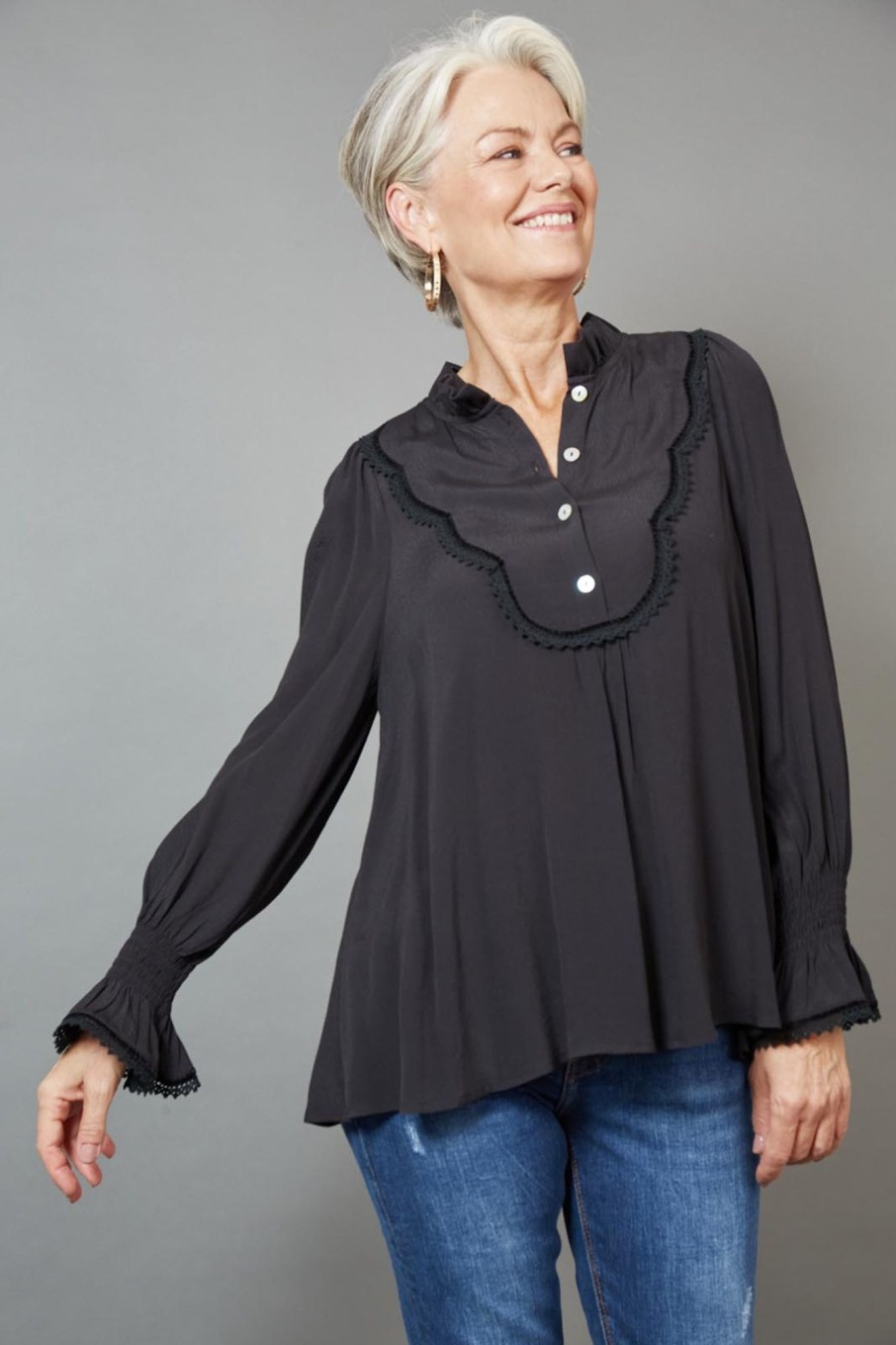 Clothing eb&ive Blouses | Milli Smock Blouse - Ebony