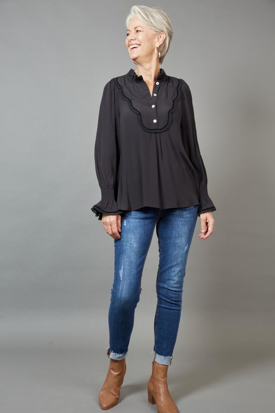 Clothing eb&ive Blouses | Milli Smock Blouse - Ebony