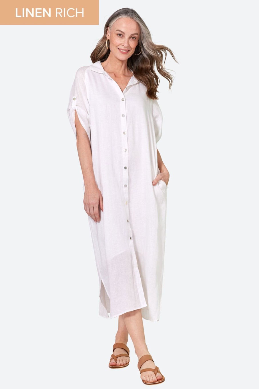 Clothing eb&ive Shirts | Studio Shirt Dress - Salt