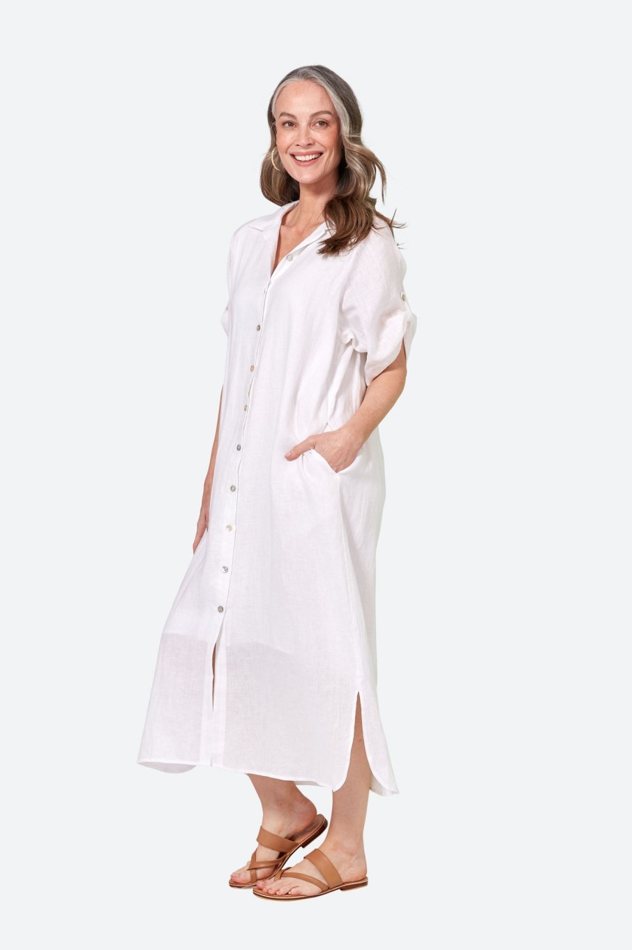 Clothing eb&ive Shirts | Studio Shirt Dress - Salt