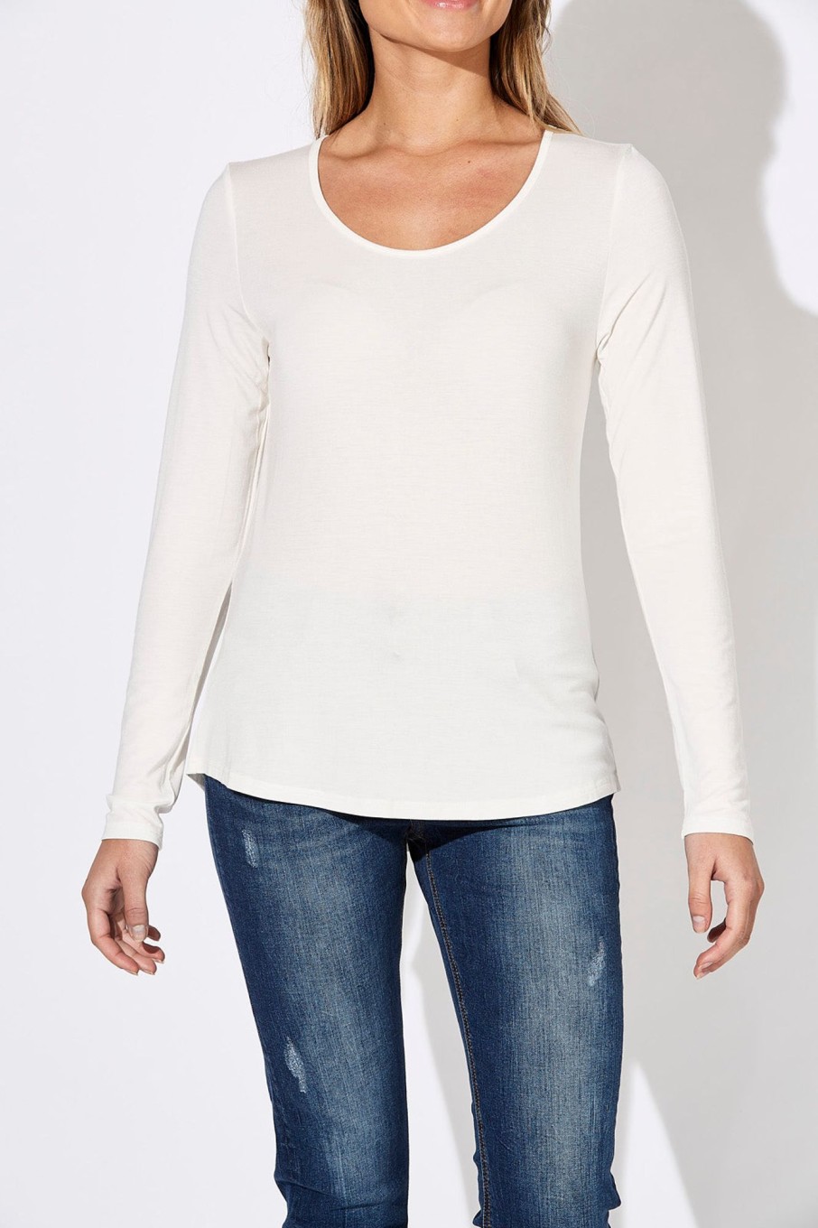 Clothing eb&ive Basic Tops | Basic Long Sleeve - White