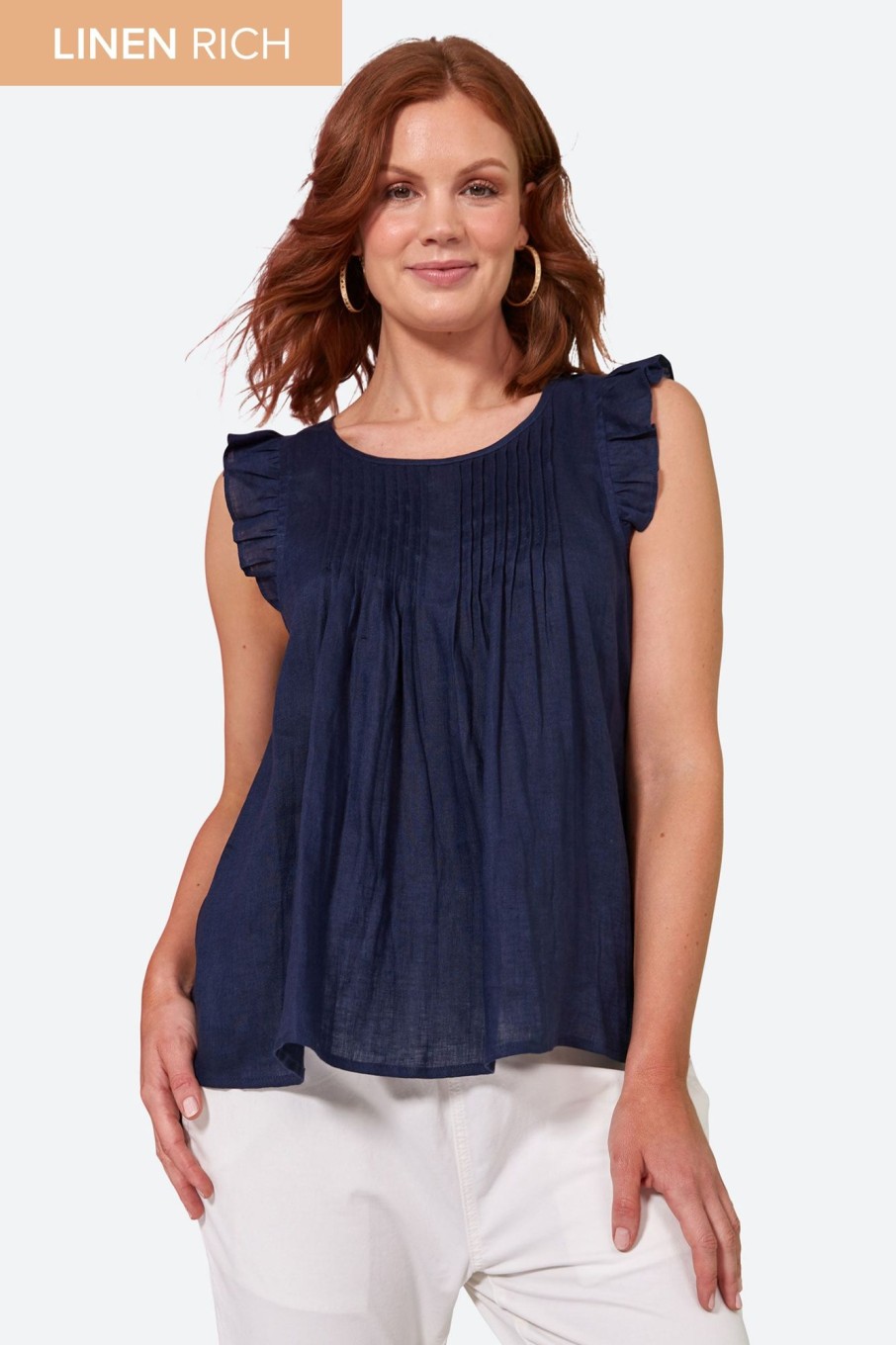 Clothing eb&ive Tanks | La Vie Frill Top - Sapphire