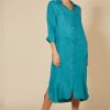 Clothing eb&ive Mid-Length Dresses | Vienetta Shirt Dress - Teal