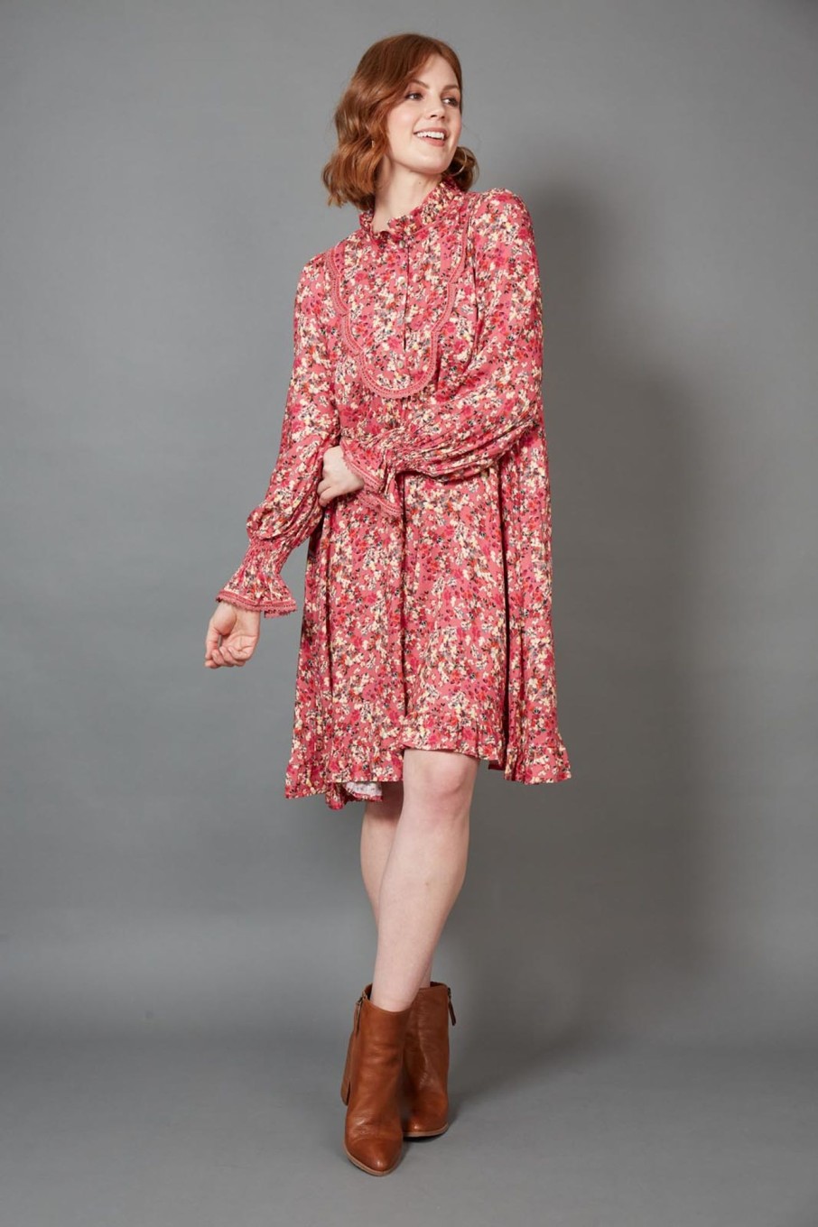 Clothing eb&ive Short Dresses | Milli Smock Dress - Rose Ditsy