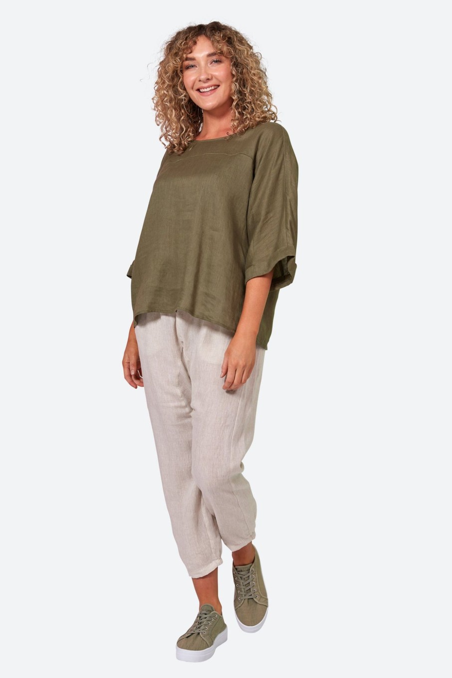 Clothing eb&ive Blouses | Studio Relaxed Top - Khaki